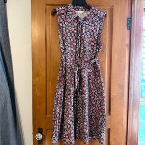 Boden Red and Blue Sleeveless Sundress with Mandarin Collar